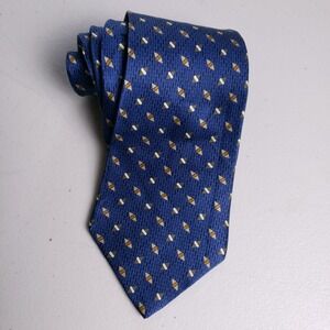 Gianfranco Ruffini Tie Blue Geometric Pattern Silk Necktie Made In Italy